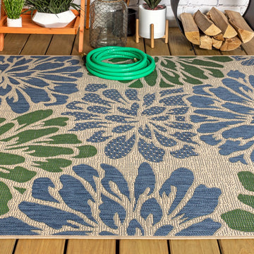 Zinnia Modern Floral Textured Weave Indoor/outdoor Area Rug